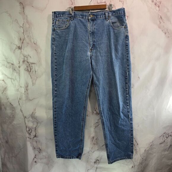 Carhartt Jeans Mens 42 X 32 Denim Relaxed Fit Medium Wash Straight Leg - Picture 4 of 10
